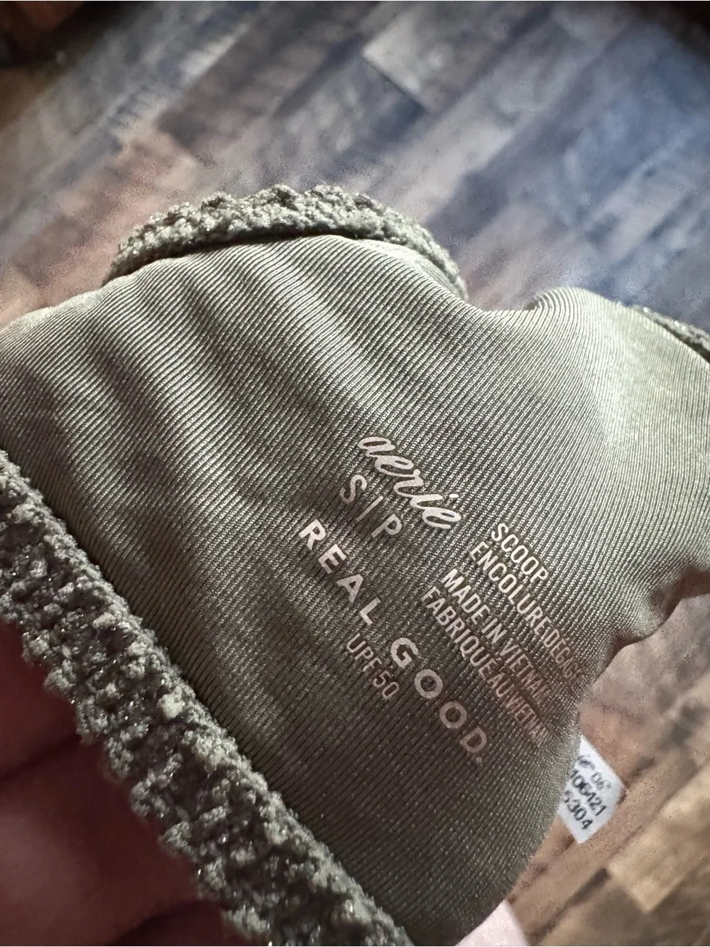 aerie Olive Metallic Textured Bikini Top
